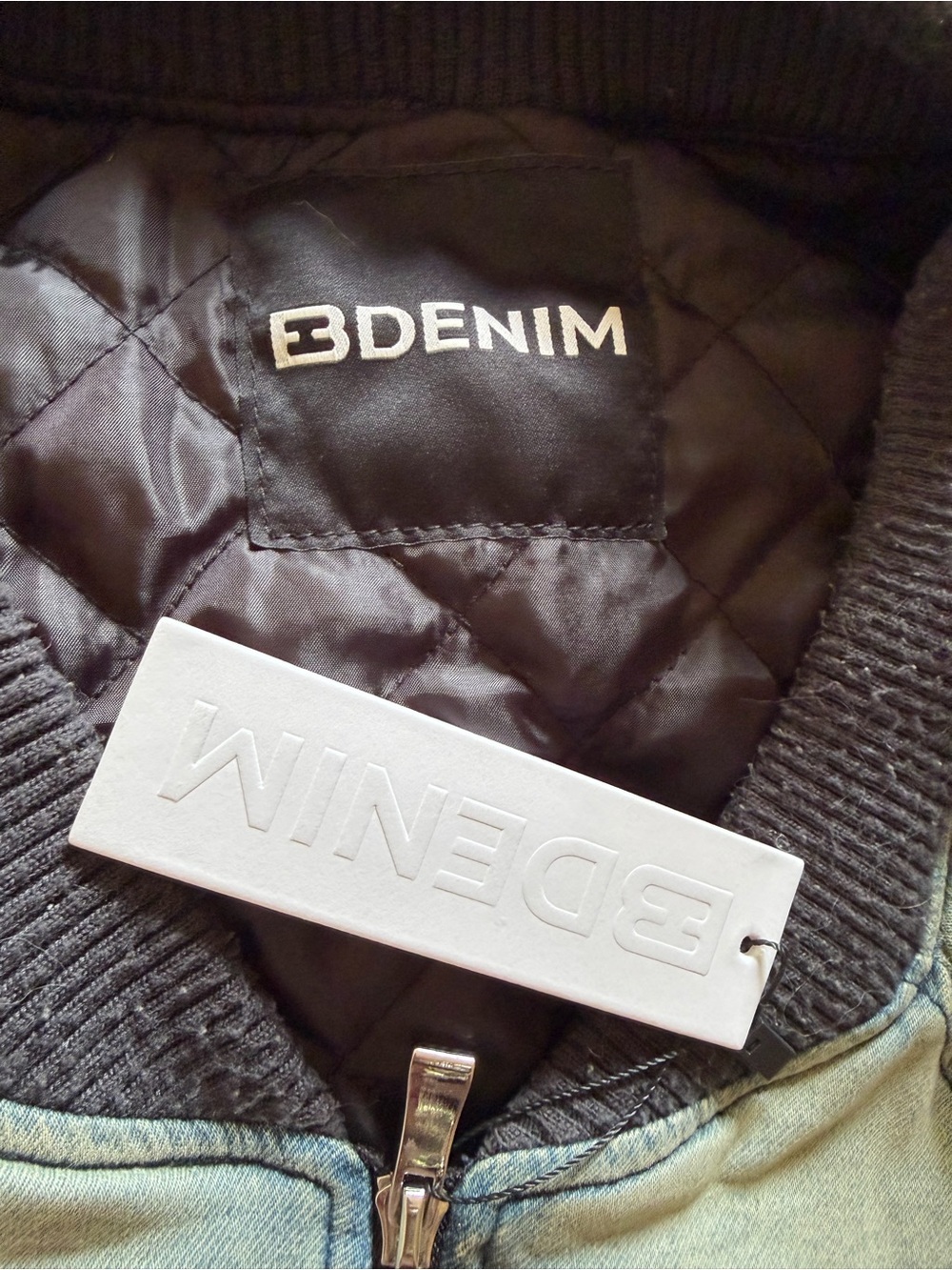 EB Denim Lombardi bomber jacket denim Washed Blue Olio oversized Revolve S - Picture 9 of 10